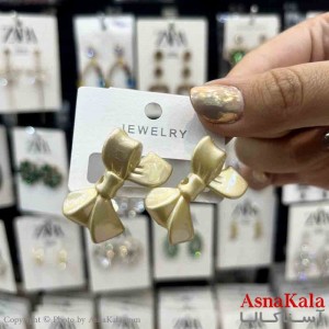 گوشواره استیل  فانتزی دخترانه مدل پاپیون سفید کد GSH151311W