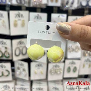 گوشواره استیل  فانتزی دخترانه مدل گرد زرد کد GSH151321W