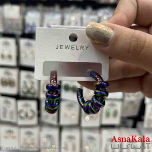 گوشواره استیل  فانتزی دخترانه مدل گرد رنگی کد GSH151323W