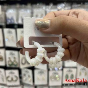 گوشواره استیل  فانتزی دخترانه مدل گرد سفید کد GSH151324W