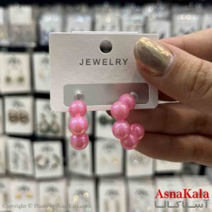 گوشواره استیل  فانتزی دخترانه مدل گرد ابری صورتی کد GSH151331W