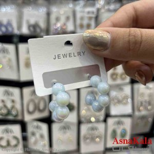 گوشواره استیل  فانتزی دخترانه مدل گرد ابری سفید کد GSH151332W