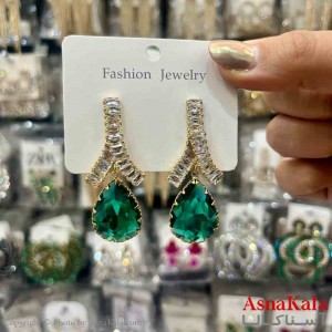 گوشواره استیل شیک دخترانه مدل آویز نگینی کد GSH151371W