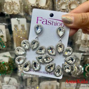 گوشواره استیل شیک دخترانه مدل آویز نگین اشکی کد GSH151372W