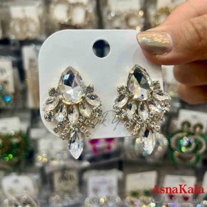 گوشواره استیل شیک دخترانه مدل نگین اشکی سفید کد GSH151380W