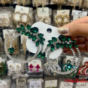 گوشواره استیل شیک دخترانه مدل حلقه ای نگینی کد GSH151381W