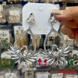 گوشواره استیل شیک دخترانه مدل آویز جواهری  کد GSH151392W