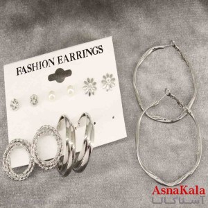 گوشواره زنانه استیل پک 6جفتی مدل مینیمال کد GSH151394W