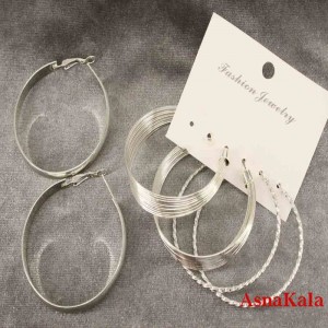 گوشواره زنانه استیل پک 3جفتی مدل آویزی  کد GSH151404W