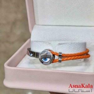 دستبند دخترانه پینترستی استیل مدل بند چرمی چشم زخم کد DSB181017W