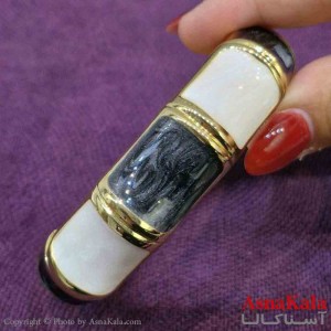 بنگل مینیمال دخترانه استیل مدل مینا کاری سیاه و سفید کد DSB181026W