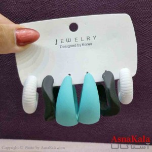 گوشواره زنانه استیل پک 3جفتی مدل سیلیکونی پاستیلی  کد GSH151423W