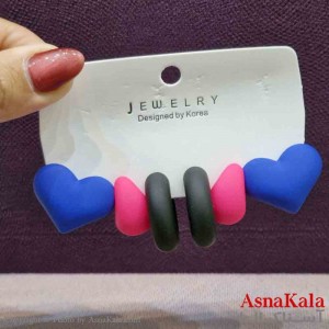 گوشواره زنانه استیل پک 3جفتی مدل سیلیکونی فانتزی  کد GSH151431W