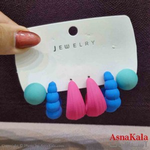 گوشواره زنانه استیل پک 3جفتی مدل سیلیکونی فانتزی  کد GSH151432W