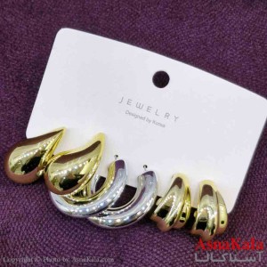 گوشواره زنانه استیل پک 3جفتی مدل آویزی کد GSH151438W