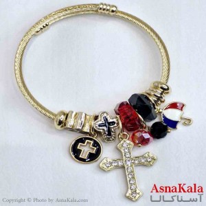 دستبند دخترانه پاندورا استیل مدل صلیب کد DSB181044W