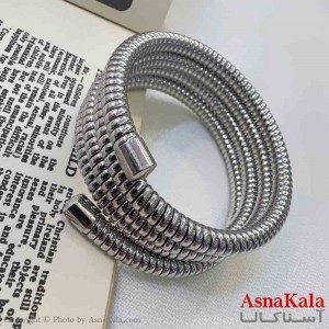 دستبند دخترانه فنری استیل مدل نقره ای کد DSB181045W