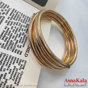دستبند دخترانه فنری استیل مدل طلایی کد DSB181046W