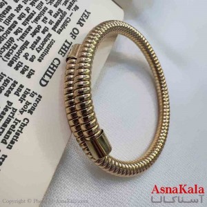 دستبند دخترانه فنری استیل مدل طلایی کد DSB181047W