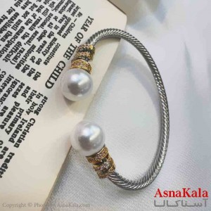 بنگل مینیمال دخترانه استیل مدل گوی مروارید کد DSB181048W