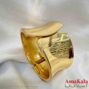 بنگل مینیمال دخترانه استیل مدل دفرمه طلایی کد DSB181054W