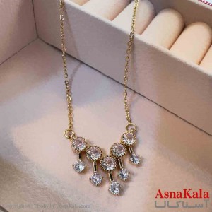 گردنبند دخترانه پینترستی استیل مدل نگینی کد GNB161497W