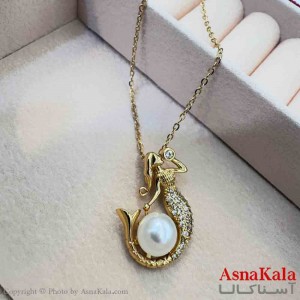 گردنبند دخترانه پینترستی استیل مدل پری دریایی کد GNB161500W