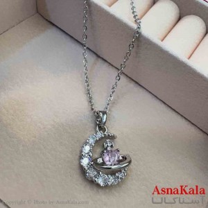 گردنبند دخترانه پینترستی استیل مدل ماه  کد GNB161507W