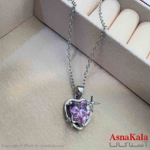 گردنبند دخترانه پینترستی استیل مدل قلب صورتی  کد GNB161514W