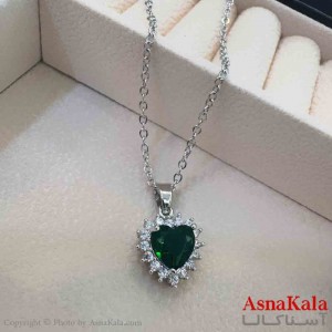 گردنبند دخترانه پینترستی استیل مدل قلب نگینی کد GNB161521W