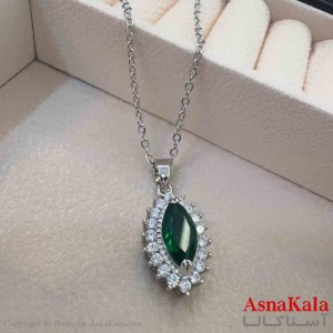 گردنبند دخترانه پینترستی استیل مدل  اشک نگینی کد GNB161522W