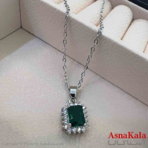 گردنبند دخترانه پینترستی استیل مدل  مربع نگینی کد GNB161523W
