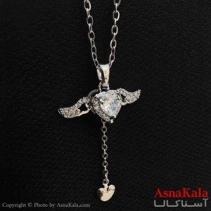 گردنبند دخترانه پینترستی استیل مدل قلب بالدار کد GNB161526W
