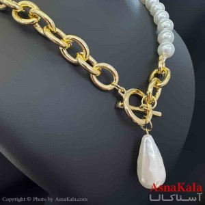 گردنبند دخترانه پینترستی استیل مدل مرواریدی   کد GNB161533W