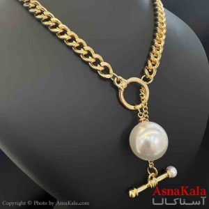 گردنبند دخترانه پینترستی استیل مدل زنجیری مرواریدی   کد GNB161534W