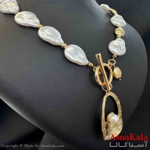 گردنبند دخترانه پینترستی استیل مدل مینیمال مرواریدی کد GNB161539W