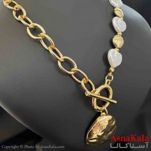گردنبند دخترانه پینترستی استیل مدل مینیمال طلایی کد GNB161541W