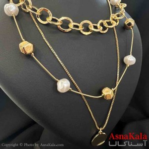 گردنبند دخترانه پینترستی استیل مدل سه لاین مینیمال کد GNB161545W