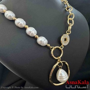 گردنبند دخترانه پینترستی استیل مدل مرواریدی کد GNB161546W