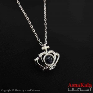 گردنبند تلسکوپی دوستت دارم به صد زبان دنیا طرح تاج  کد GNB161563W