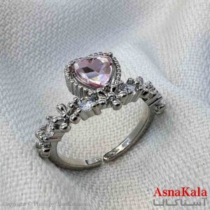 انگشتر زنانه استیل مینیمال مدل قلب صورتی کد ANG19800W