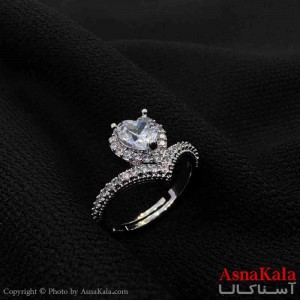 انگشتر زنانه استیل مینیمال مدل قلب نگینی کد ANG19803W