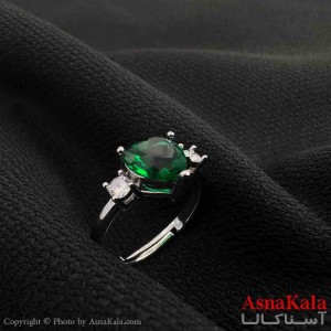 انگشتر زنانه استیل مینیمال مدل قلب سبز کد ANG19806W