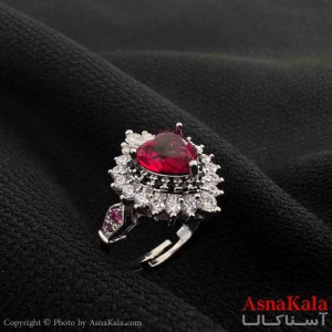 انگشتر زنانه استیل مینیمال مدل قلب قرمز کد ANG19807W