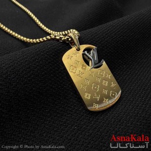 گردنبند مردانه و پسرانه استیل مدل لویی ویتون طلایی کد GNB161599W