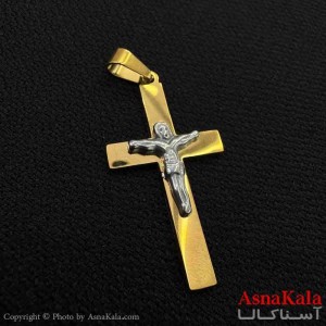 آویز گردنبند مردانه طرح صلیب طلایی کد GNB161609W