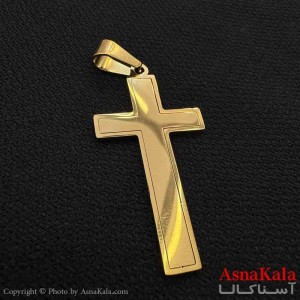 آویز گردنبند مردانه طرح صلیب طلایی  کد GNB161613W