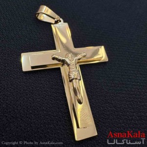 آویز گردنبند مردانه طرح صلیب مسیح طلایی  کد GNB161616W