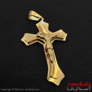 آویز گردنبند مردانه طرح صلیب مسیح طلایی کد GNB161617W