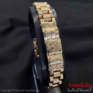 دستبند استیل مردانه مدل رولکس طلایی کد DSB181059W